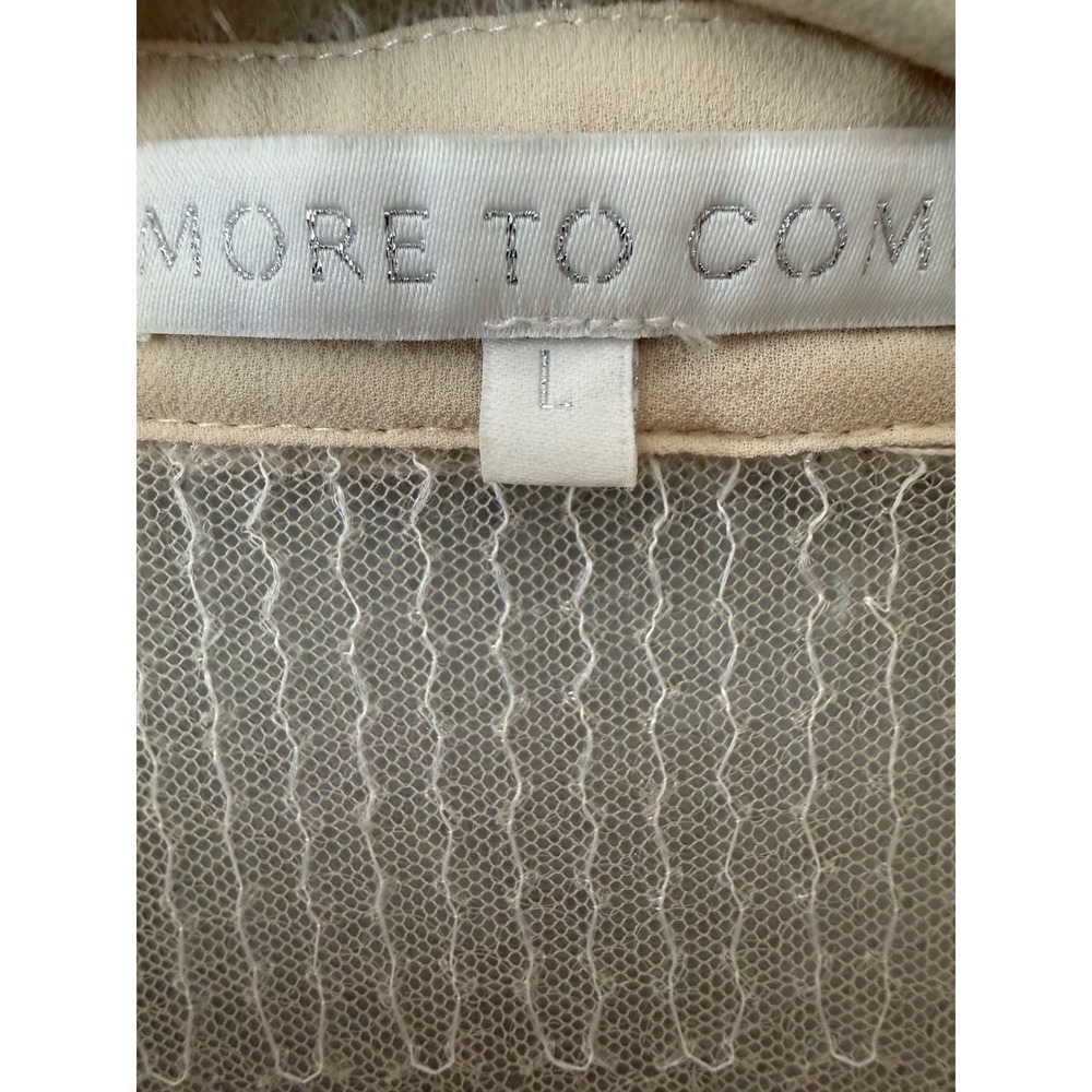 More To Come Revolve Ivory Sequin 2 Piece Sheer Button Down Shirt Pants Set M/L - Picture 10 of 11
